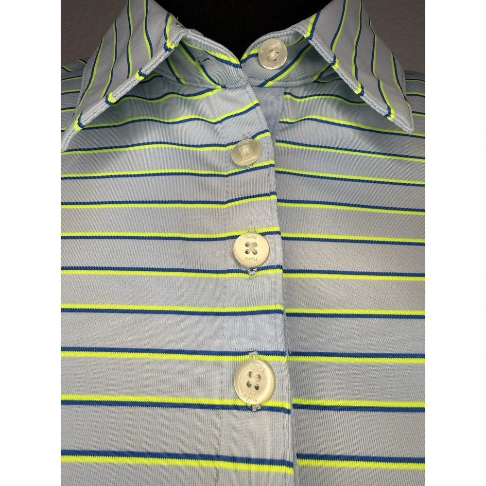 Nike Golf Polo Shirt Striped Embroidered Logo Blue Short Sleeve Women Medium‎